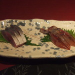 鮨座 醤の - コースの1品の2　サバと活ホタルイカのさしみ