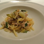 リストランテ カノフィーロ - フランス産ホロホロ鳥と長葱のアーリオオーリオ　リングイネ