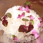 ル スプートニク - ランチコース 7128円 の葡萄のパルフェ 紫蘇のグラニテ 葡萄のジュレ 巨峰 シャインマスカット ピオーネ ヨーグルトのアイス