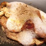 ル スプートニク - ランチコース 7128円 のフォアグラ、茸のクレープ、トリュフ、ポーチドエッグ、キノコアイス、キノコソテー