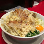 用心棒 - まぜそば¥830(普通300g)、無料トッピング(ニンニク、アブラ、辛玉、ショウガ、ガリマヨ)