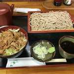 Soba Haraguchi - 生姜焼き丼ともりそばのセット