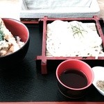 るんるんガーデン - ミニ天丼＆ざるうどん：500円（ランチパスポート）