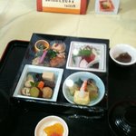 Mahoroba - まほろば松花堂弁当。写真は店頭の見本です（食べる時に撮り忘れたので）