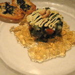 シノワ - アオリイカと夏野菜のタルタル　岩海苔風味1890円