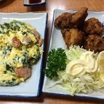 俺ん家 - ニラ玉炒め、鳥から揚げ