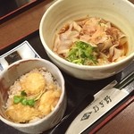 おぎ野 - きしめんセット（ころ）小エビ天丼つき