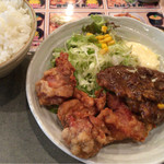 Kado kichi - カレーハンバーグとから揚げ盛り  750円