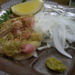 ◆宮崎地鶏のタタキゆずこしょうで＠８５０円
