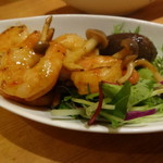 海老ときのこのウニ醤油焼き