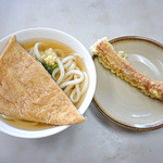 手打うどん 松岡 - かけ+お揚げとちくわ天
