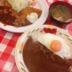 キッチンニュー早苗 - 日替り定食（ポークソテー、かじきまぐろフライ）カレーライス