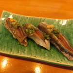 鮨処切通 - 2015年10月：特上握り(\2600)…光物3点♪さんま、鯵、イワシ