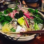 飴源 - 自家栽培野菜10品と鯉のあらい