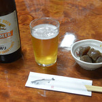 うなぎ 松村 - ビール中瓶（540円）とお通し（216円）