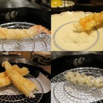 あら垣 - 活き車海老、対馬の穴子一本揚げ、別注文のむかご