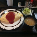 田や - オムライス定食。