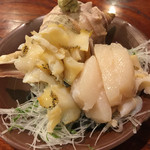 はせべ - つぶ貝とほたての刺身