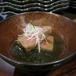 京松蘭はなれ - マキのアオサあんかけ、アゴ出汁