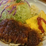 かつはる - 今日の日替りランチ、味噌とんかつとオムレツ(2015．10）