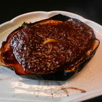 料理旅館呑龍 - 揚げ物（土佐茄子の鳥そぼろ八丁味噌田楽）