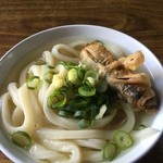 手打うどん たむら - かけ・・・昆布天を乗せて。