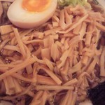 中華そば普通盛メンマ増し850円：濃いめ・油ぽく・身入り（が入ってない！）・ヒマケンチャン煮玉子ハーフ入り／27年10月