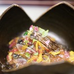 京しずく - 〆鯖　菊花　酢ジュレ