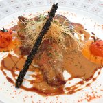 ラトラス - ランチコース 6000円 の鮮魚のポワレ ビスクドオマール 人参のピューレ オレンジレディクション