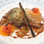 ラトラス - ランチコース 6000円 の鮮魚のポワレ ビスクドオマール 人参のピューレ オレンジレディクション