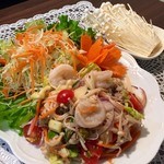 Enoki and shrimp salad