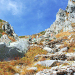 宝剣山荘 - 登り。もうすぐ稜線に到達