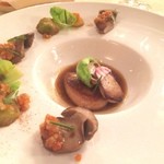 トゥールダルジャン - フォアグラのポアレとセップ茸 芽キャベツのラグー