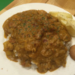 旅する小人 - 海老ココナッツカレー&フレンチポテト添え500円。