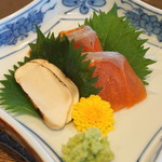柳家 - 皐月鱒と炙り松茸のお造り　(2015/10)