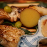 さ行 - 2015年10月焼き魚三種(手前：喉黒、奥左：銀鱈、奥右：カマス西京漬け)