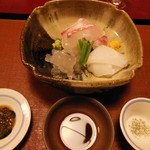 虎屋 壺中庵 - 天然鯛，アオリイカ，車海老の造り