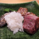 尾崎幸隆 - のどぐろの干物
　鮪 頬肉の西京漬け
