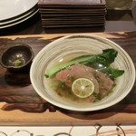 京松蘭はなれ - 北海道ロース芯しゃぶしゃぶ。お出汁が美味しい～♪おウドン入れるのに忘れて飲み干して、、、友に恵んで貰った！（爆）