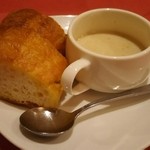 Dainingu Jin - 日替わりランチのパンとスープ