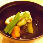 青山 かまはち - 高野豆腐と野菜の炊き合わせ