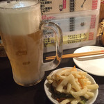 Okinawa Paradaisu - オリオン生ビールとお通しのマカロニサラダ