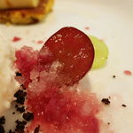 ビストロアム - 葡萄のローストとグラニテ　パンペルジュとクレームブリュレ　ヨーグルトのアイスクリーム