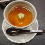 麻布十番 ふくだ - 栗茶巾のべっこうあんかけ。