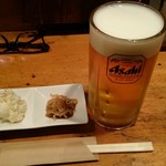 うきち炭火焼鳥 - 生ルービーとお通し