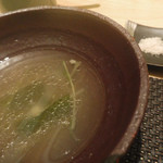 築地すし好 JIN仁 - しゃぶしゃぶのスープは、塩を入れて飲み干しました