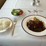 ガスビル食堂 - 肉料理（※魚料理と選択）・ミニサラダ・ライス（※パンと選択）