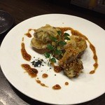 鶏料理ひとりひとり - H27/10/22  レバーと安納芋のフリット タスマニアマスタードの照り焼きソース