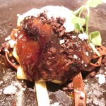 レストランエール - ランチコース 4752円 の山形牛のすじ肉の煮込み 自家製タリアテッレ、カカオ、フランス料理との相性