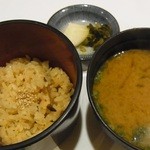 割烹　笑楽 - 御飯set(きのこの炊き込みご飯)_2015年10月